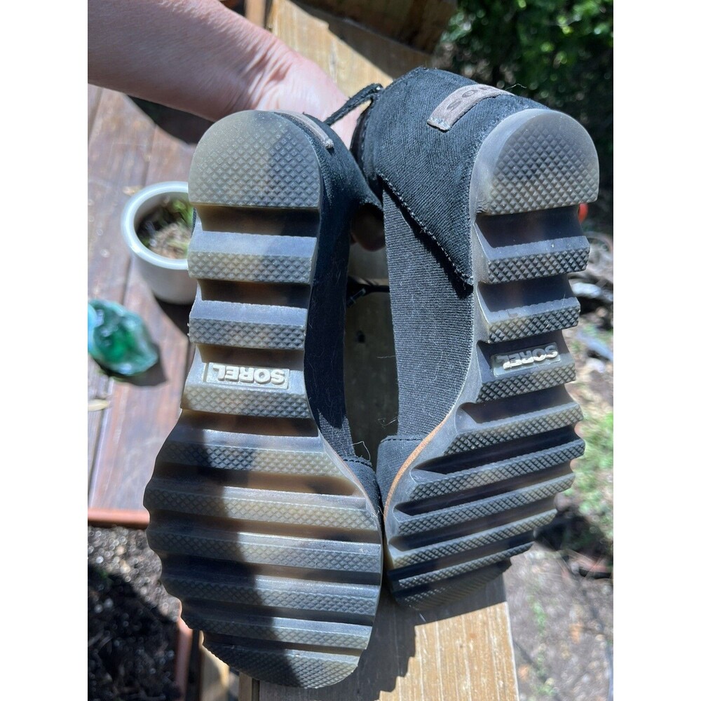 Sorel Joanie II Wedge Sandals Womens 6.5 Black Leather Chunky Ankle Strap - Picture 8 of 8